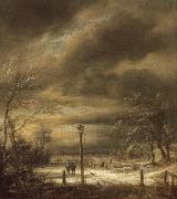 Jacob van Ruisdael Winter Landscape with a Lamp-post and and a Distant view of Haarlem china oil painting artist